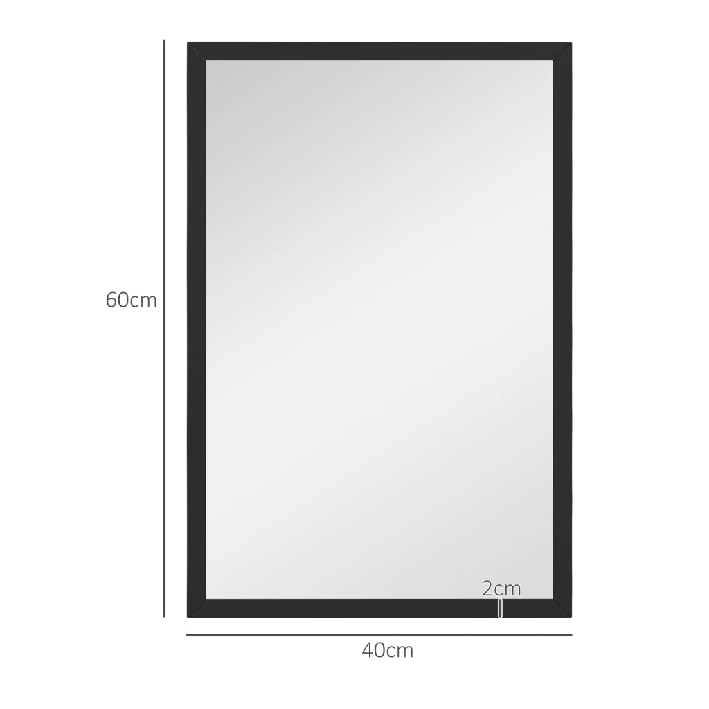 Specchio da Parete Rettangolare  40x60 cm in Vetro e MDF Nero