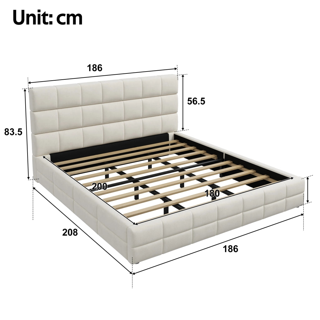 Letto Imbottito 180x200 cm; Beige