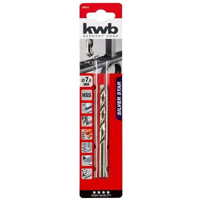 KWB 206575 Silver Star Punta per Trapano Elicoidale HSS DIN 338 7.5 mm 135° colore Argento