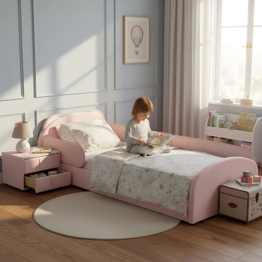 letto imbottito pu rosa 90x200 cm