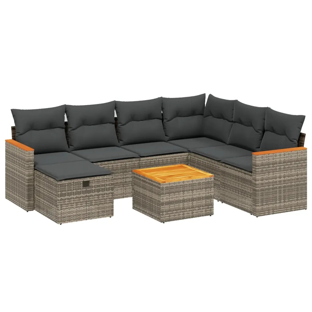Set Divano da Giardino 8 pz con Cuscini Grigio in Polyrattan 3265337