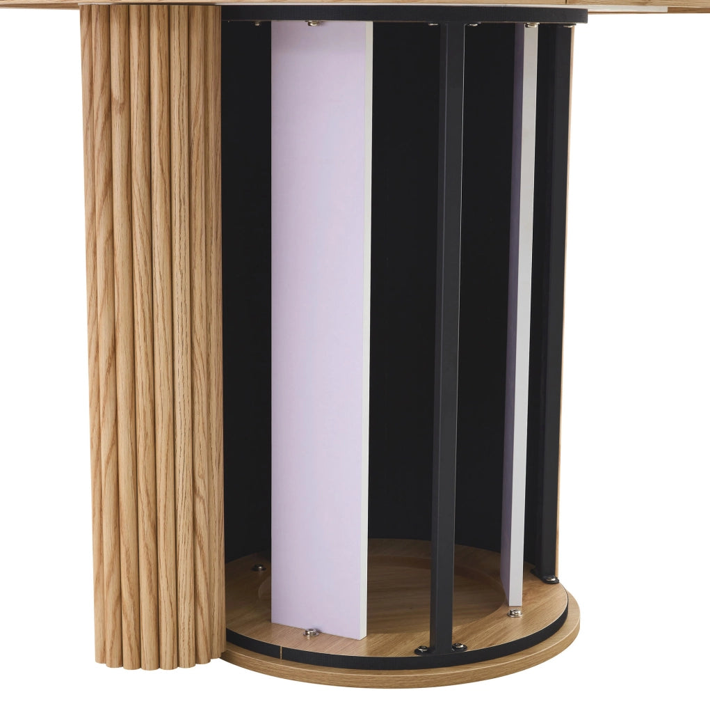 Tavolo da pranzo rotondo in MDF 100 cm con piano suddiviso in 4 segmenti e gambe cilindriche con supporto metallico