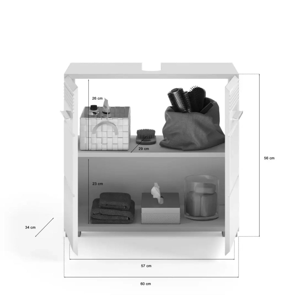 Mobile sottolavabo 2 porte - Bianco laccato - KLEANKIN