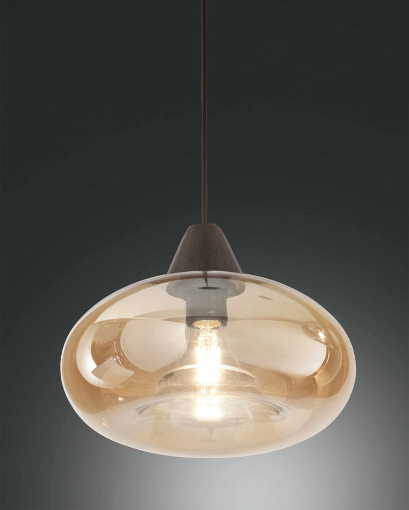 3489-50-125 EDISON VETRO AMBRA COMPLETO DI CAVO X KIT LUCI D.27CM H14CM