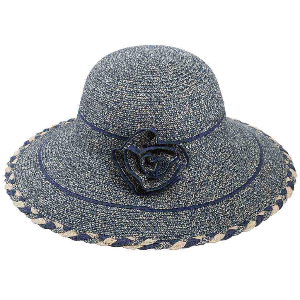 Cappello grigio a tesa larga con dettaglio 58
