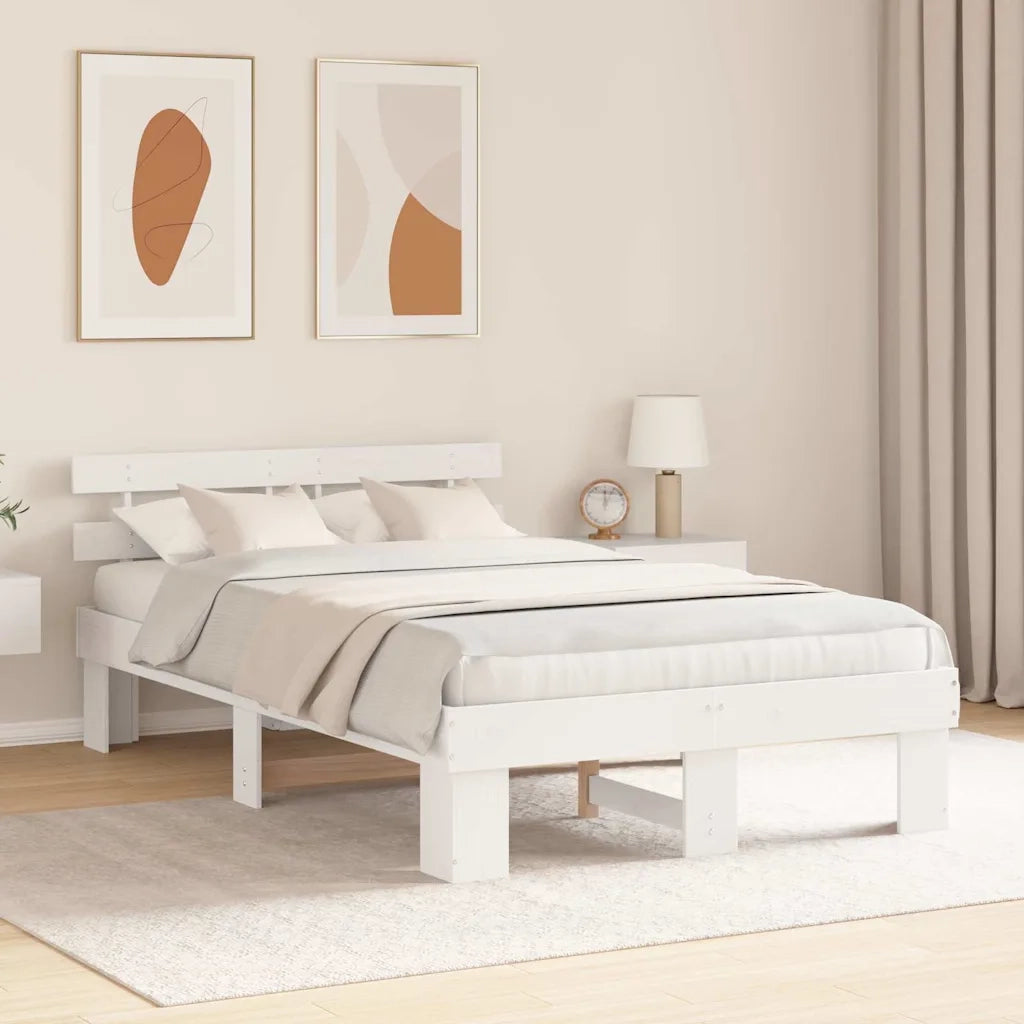 Struttura del letto-Giroletto-Rete del Letto Bianco 140 x 190 cm Pino massello 929242