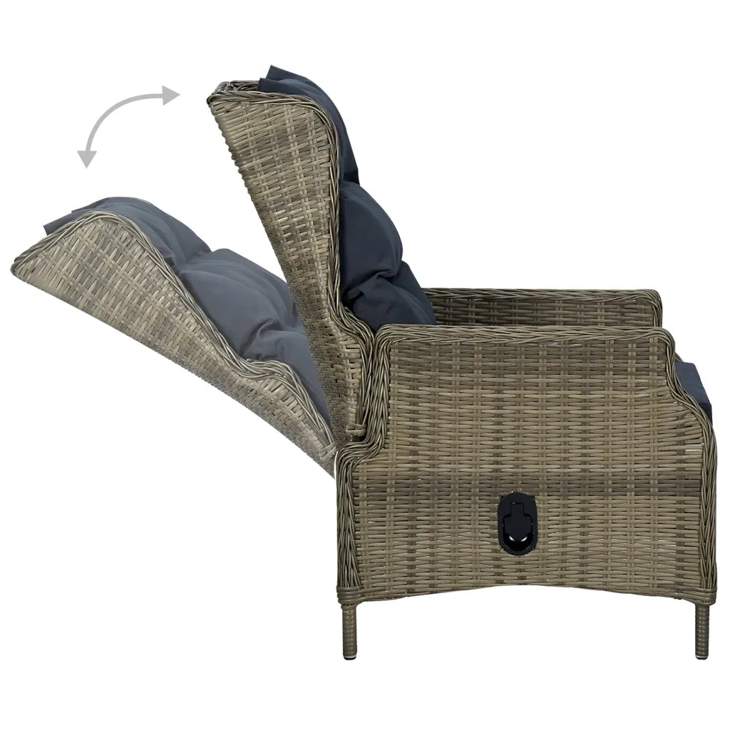 Set da Pranzo da Giardino 9 pz con Cuscini in Polyrattan Marrone 3060161