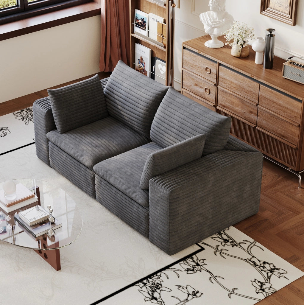 Divano modulare ULEVR 180x90x60 cm in tessuto grigio scuro con imbottitura in schiuma