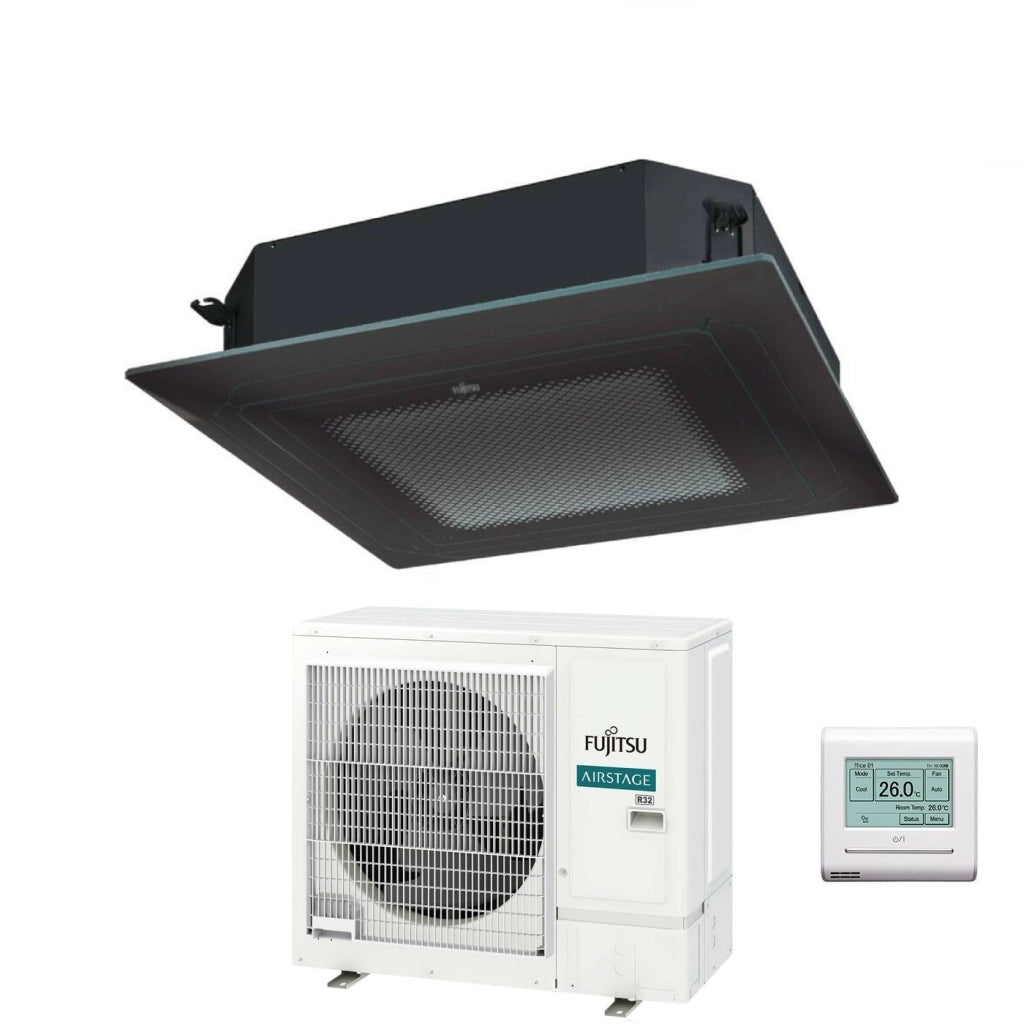 Condizionatore a Cassetta Fujitsu KR Circular Flow Black 36000 Btu AUXG36KRLB Monofase R-32 Wi-Fi Optional con Griglia e Filocomando