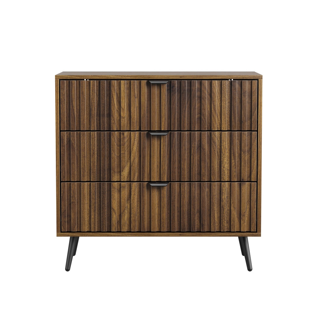 Cassettiera 80x39x78 cm con 3 cassetti in MDF color noce