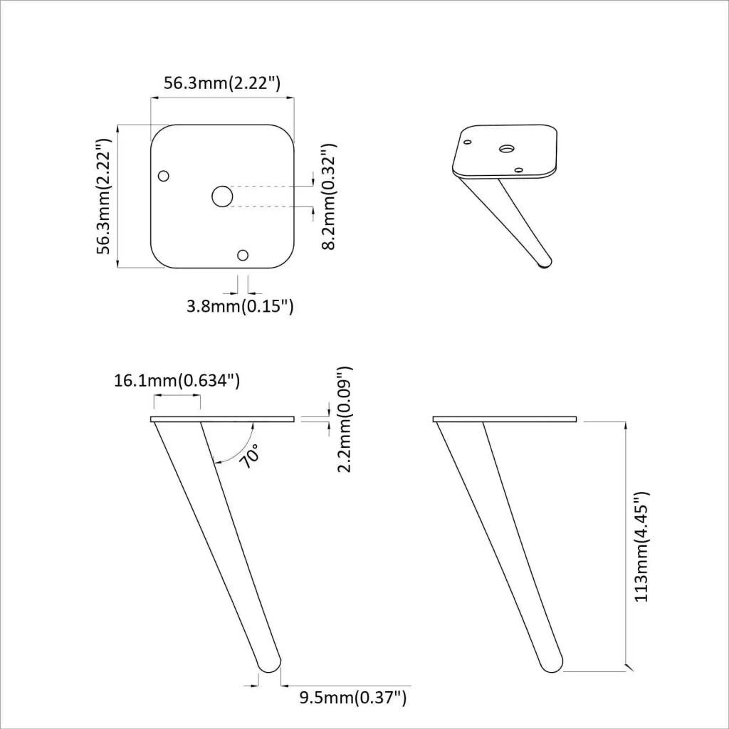 Piedini in Piedi 12 pcs Nero 56 x 56 x 100 mm Ferro 864793