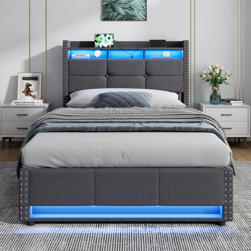 Letto contenitore 90x200 cm, colore grigio