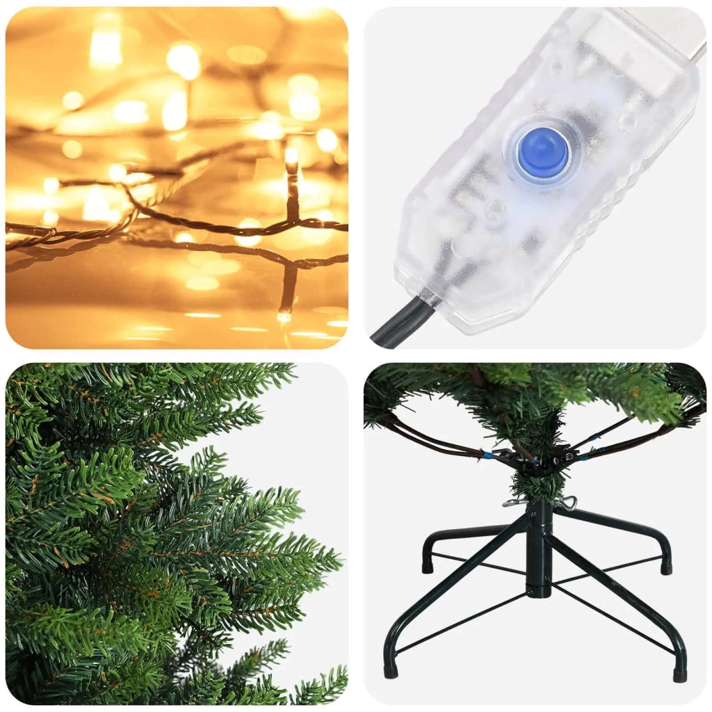 Albero di Natale Artificiale con Rami Pieghevoli 180 cm 300 LED 3466273
