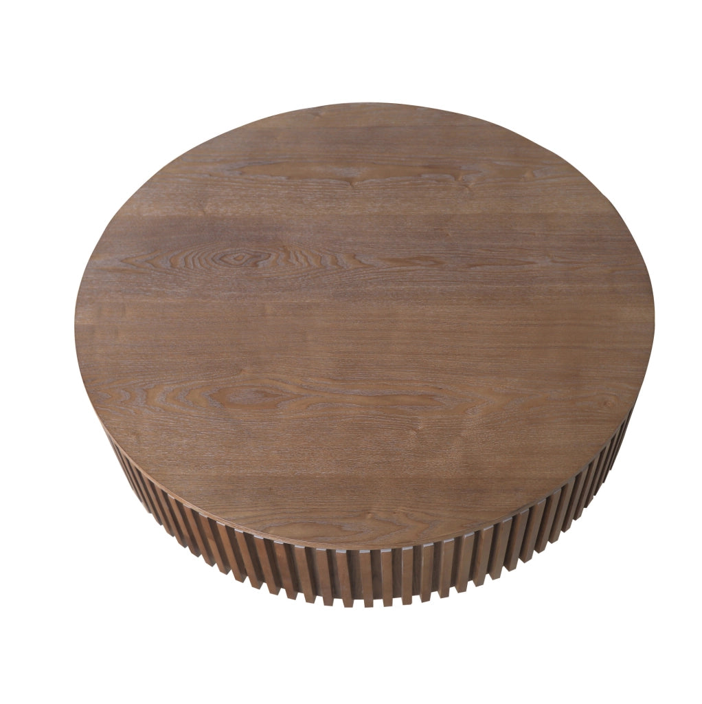 Tavolino da caffè con vano contenitore in legno e MDF noce
