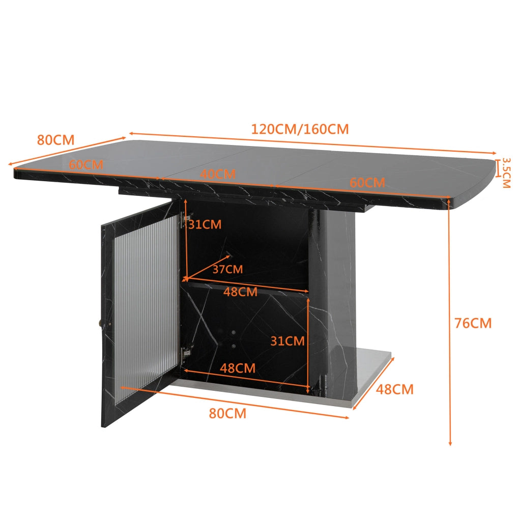 Tavolo da pranzo allungabile nero 120-160 cm