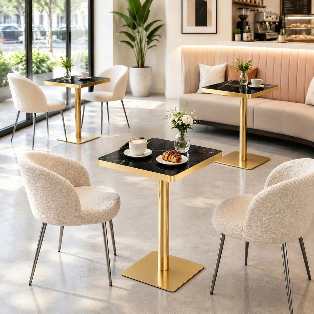 Tavolo da pranzo quadrato ¨C Minimal ¨C effetto marmo struttura metallo moderno