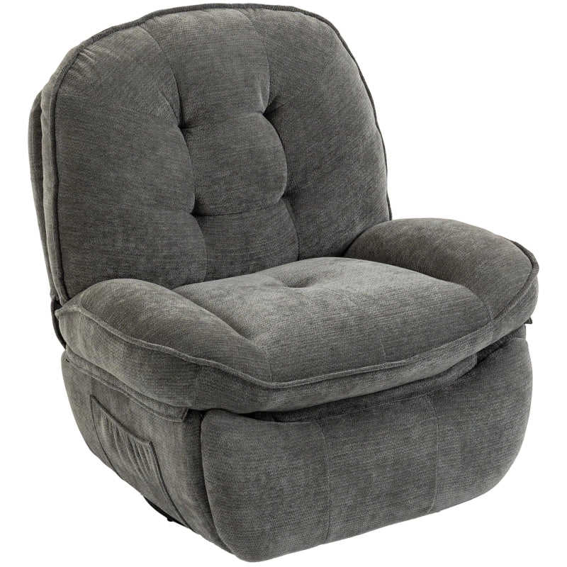 Poltrona relax girevole reclinabile con funzione dondolo in poliestere grigio chiaro