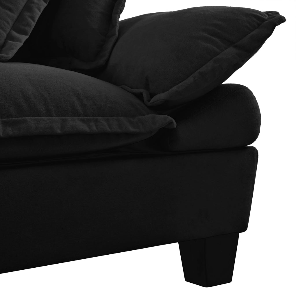 Divano Angolare Modulare con Ottomane ¨C MINIMAL ¨C Chenille, Nero, 5 Posti