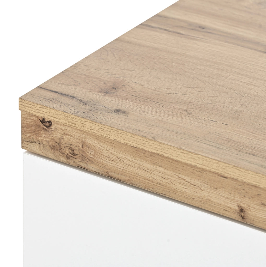 Comodino classico bianco e rovere con 2 cassetti