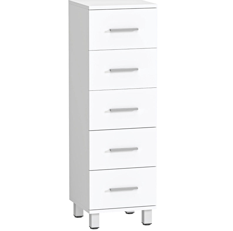Mobiletto Bagno Slim con 5 Cassetti, 30 x 30 x 95 cm, Bianco