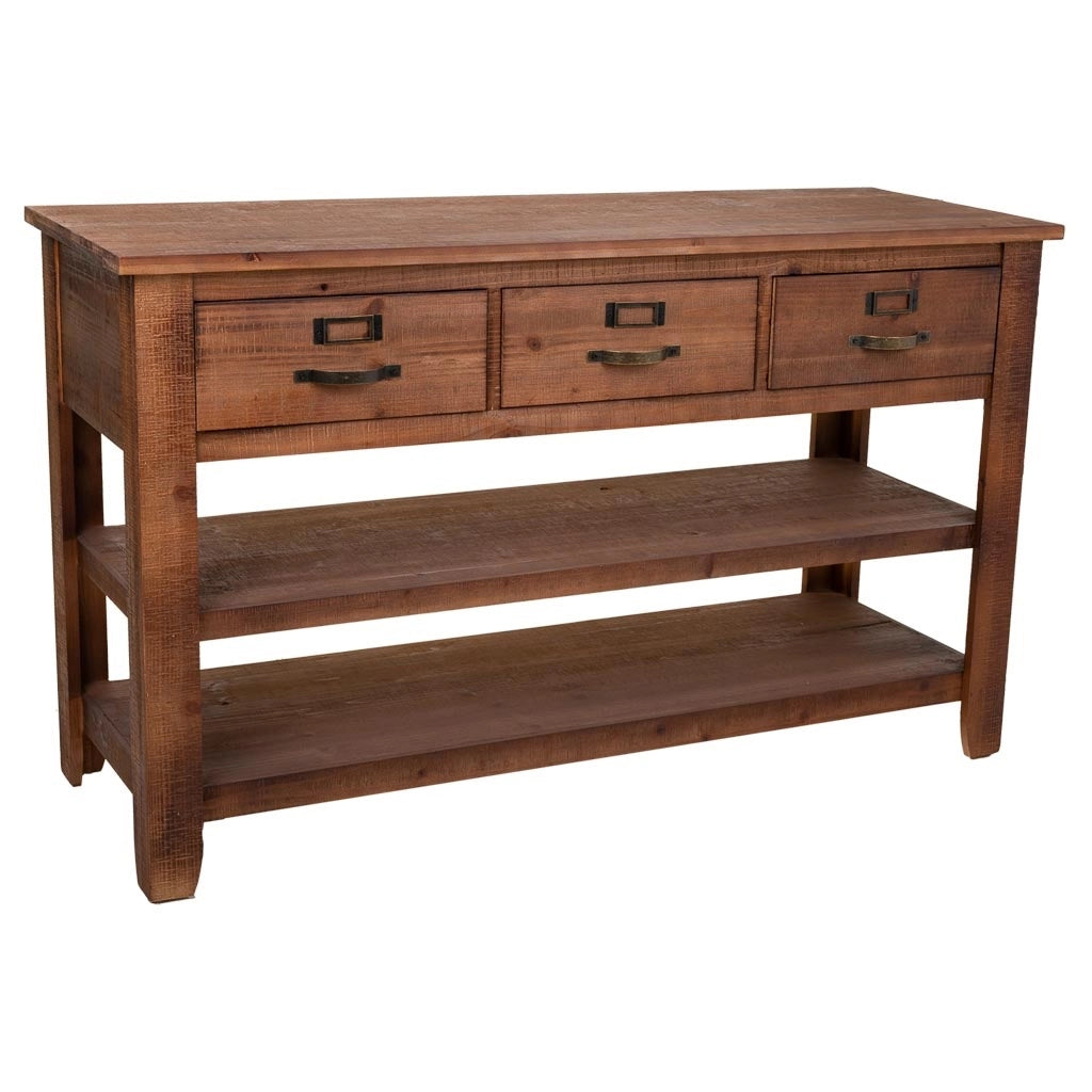 Mobile ingresso in legno marrone con ripiani, 127x46x76h cm