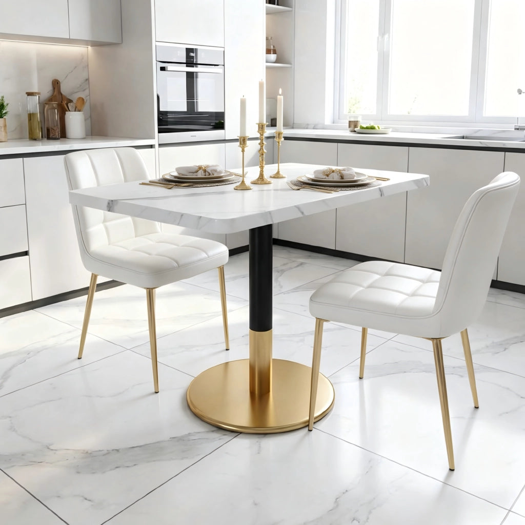 Tavolo da pranzo rettangolare 80 x 60 cm per 2 persone in MDF e metallo bianco e nero