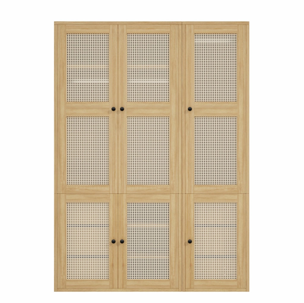 Armadio guardaroba 135x47x200 cm in MDF con 6 cassetti, 4 vani e 2 appendiabiti