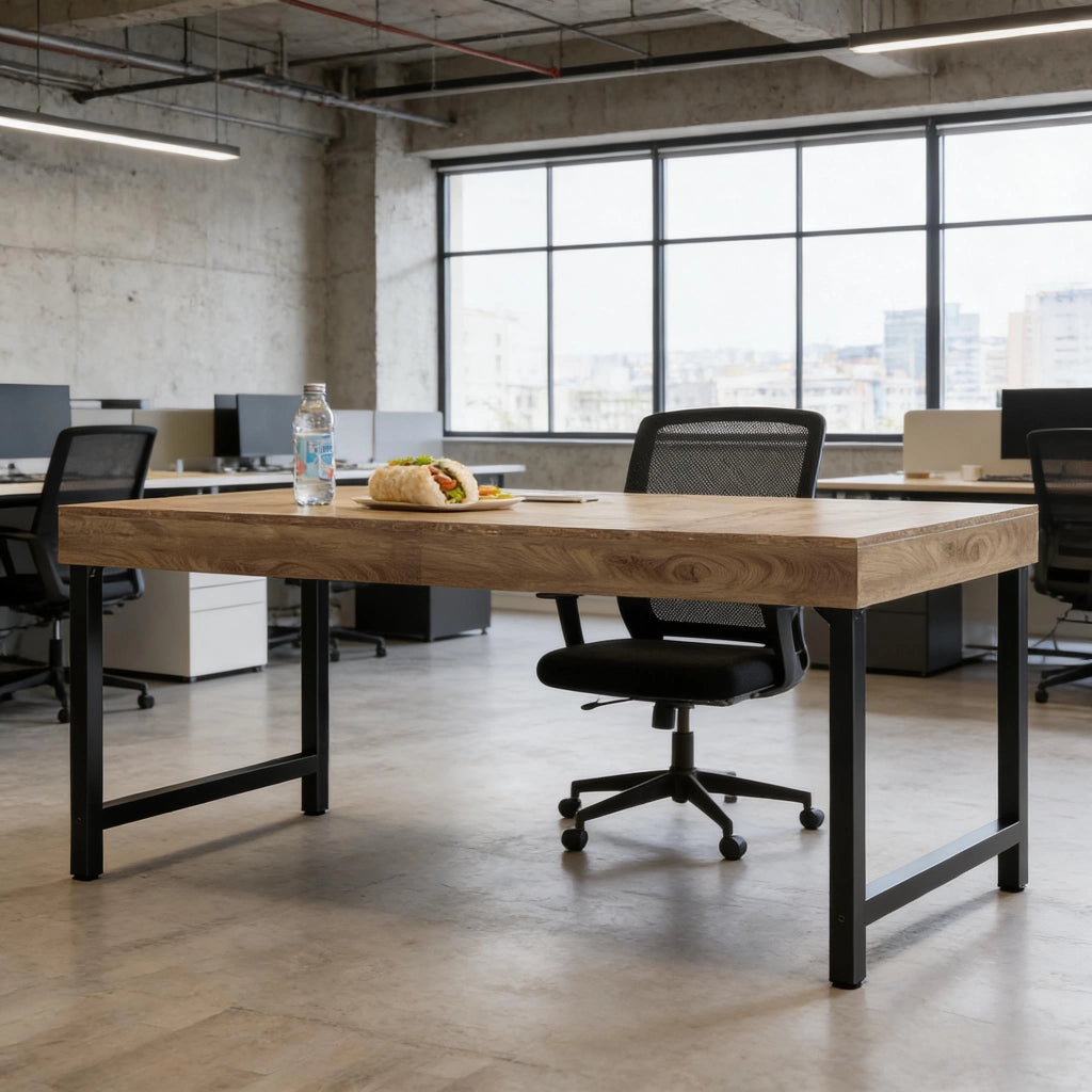 TAVOLO SCRIVANIA 140 cm Rustico MDF e Metallo Nero