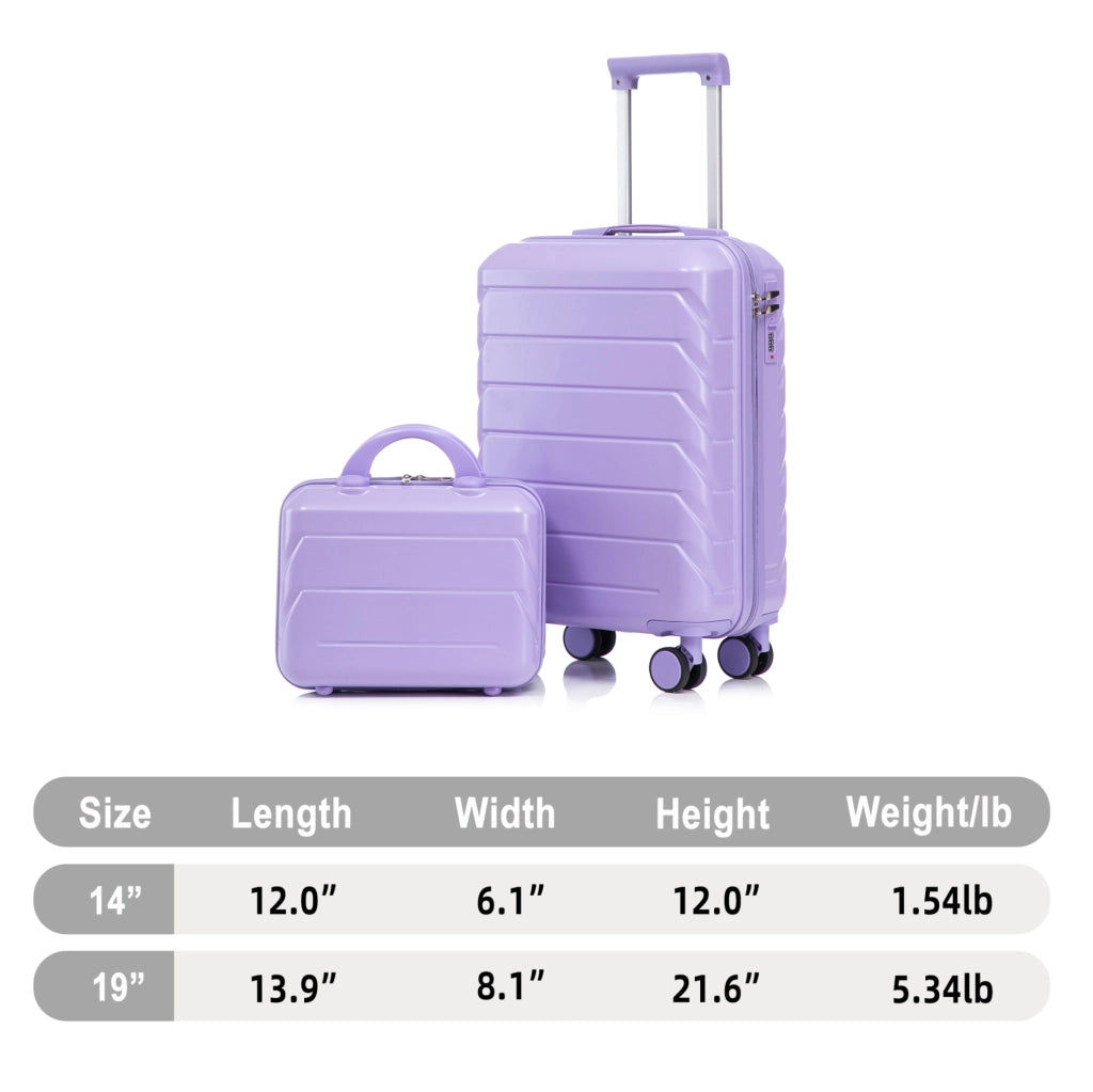 Set valigie rigide 19" con beauty case 14" in ABS blu e viola HOMVRA