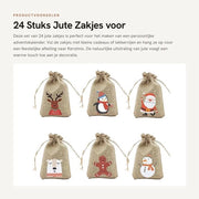 Calendario di Natale a 24 pezzi - Sacchetti di Juta - Fai da te - Sacchetti di regalo per Natale - Corda per aprire - Disegni colorati - Sacchetti di regalo