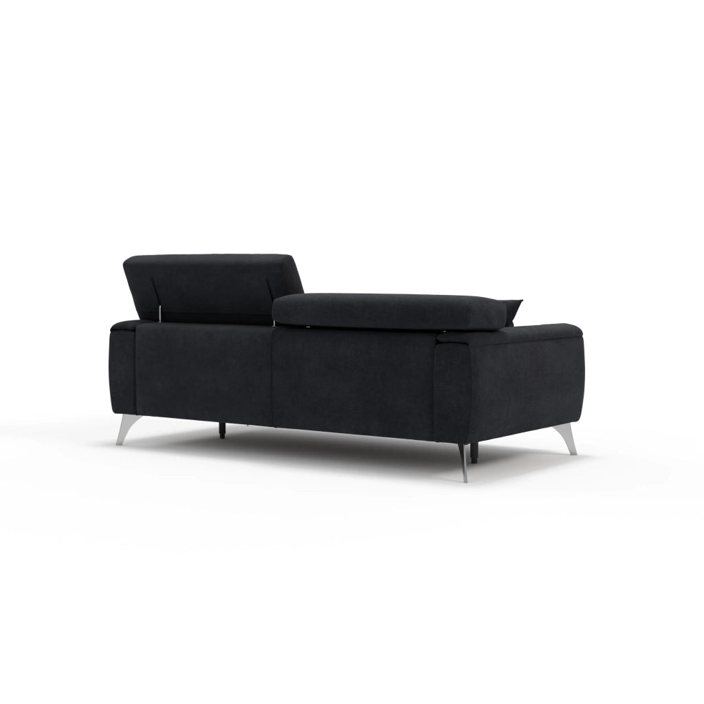Caravaggio Divano con sedute allungabili e poggiatesta reclinabili in tessuto impermeabile T02 199 cm nero