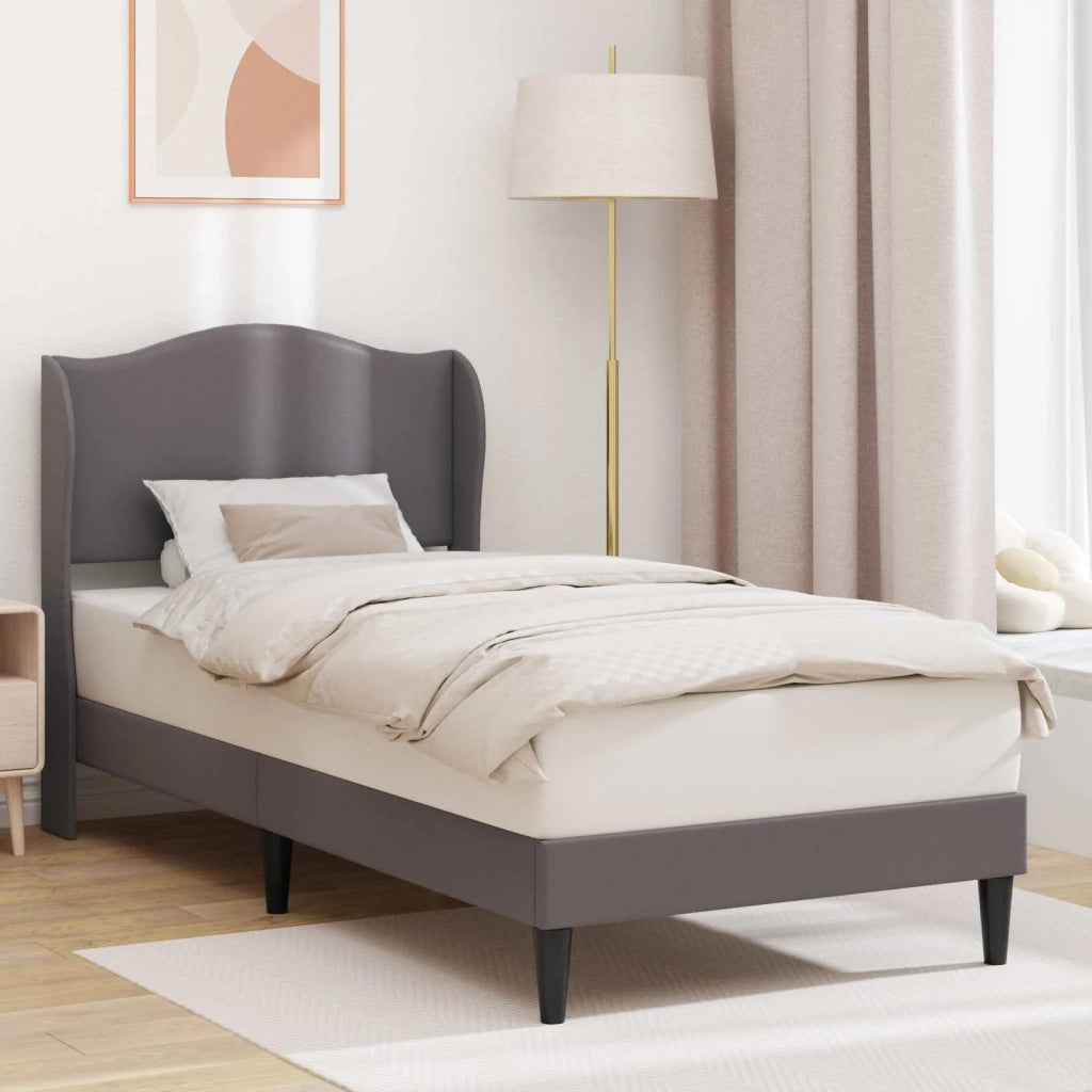 Struttura del letto con testiera-Giroletto Grigio 90 x 190 cm Similpelle 799347