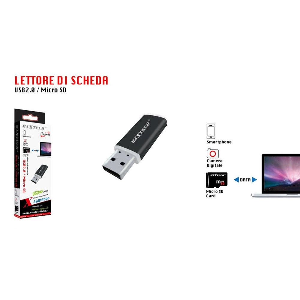 Trade Shop - Lettore Di Schede Di Memoria Usb 2.0 Micro Sd Adattatore Per Pc 480mbps Lto-sm03 -