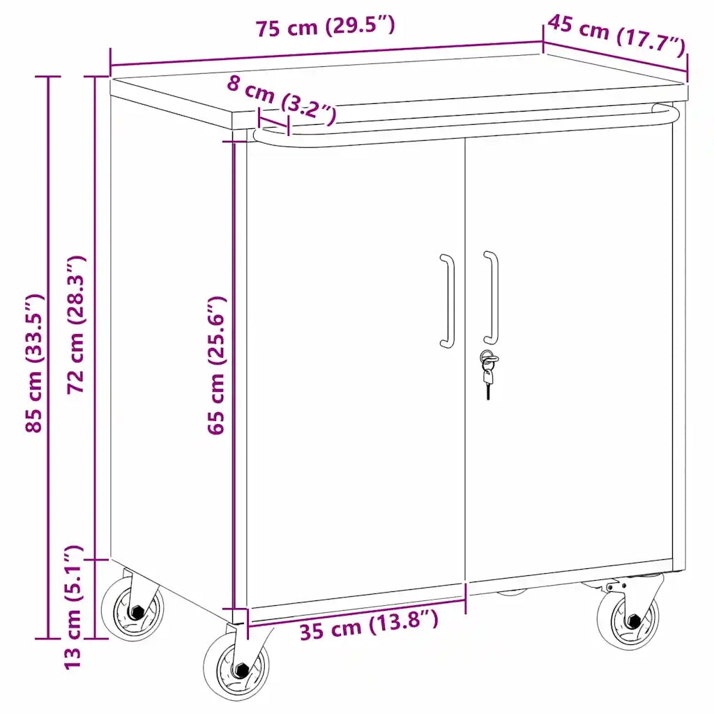 Banco da lavoro con lo scaffale Nero e Grigio 75 x 45 x 85 cm CFW6927543