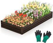 Fioriera in Metallo 240 x 120 x 30 CM, Orto Rialzato con Base Aperta, Aiuola da Esterno per Piante, Verdure, Frutta, Erbe Aromatiche e Fiori