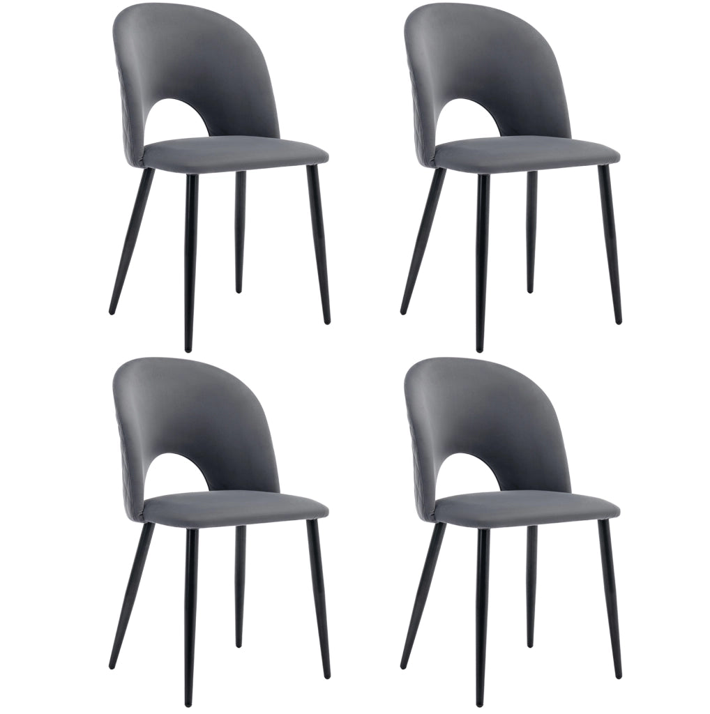 Set Tavolo da Pranzo 117x68 cm con 4 Sedie in Velluto Grigio e Gambe Dorate Regolabili