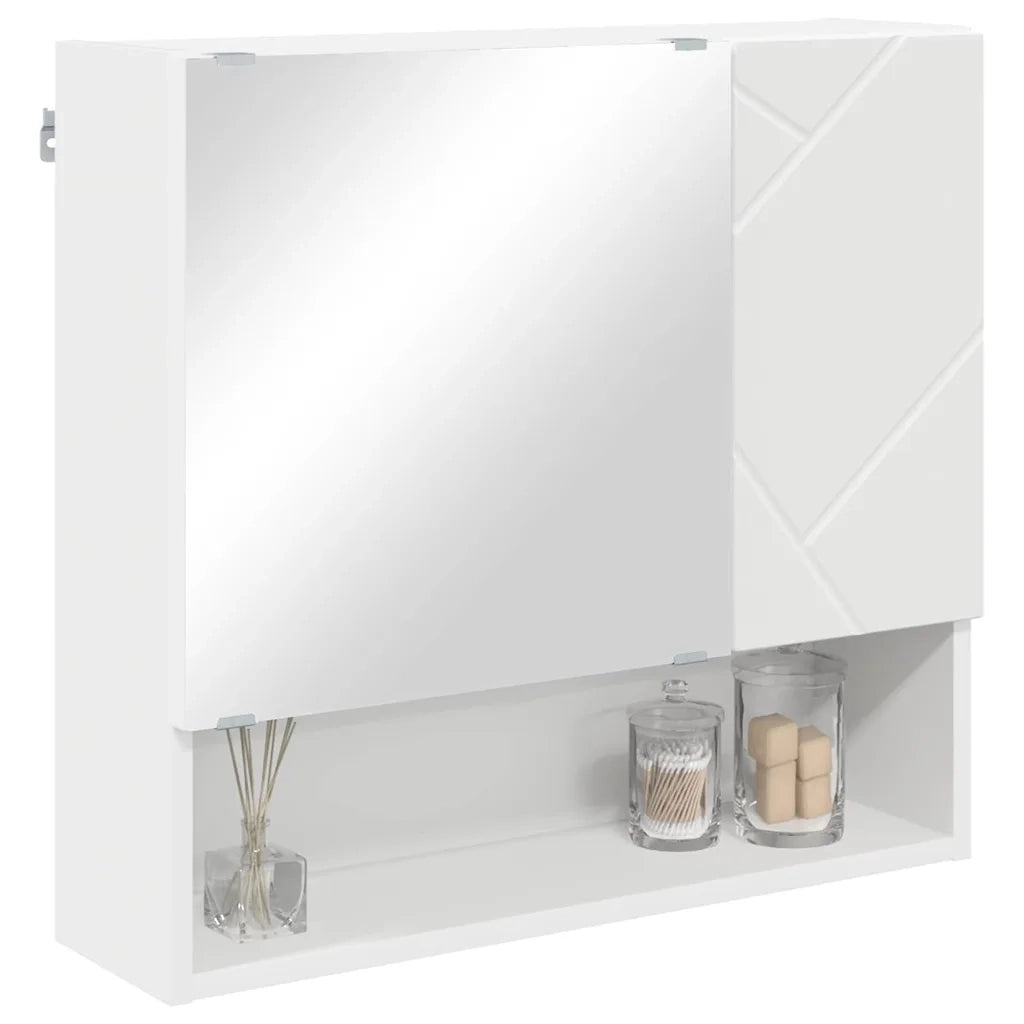 Mobiletto per specchio-Armadietto a Specchio da Bagno Bianco 59 x 17 x 55 cm Legno multistrato