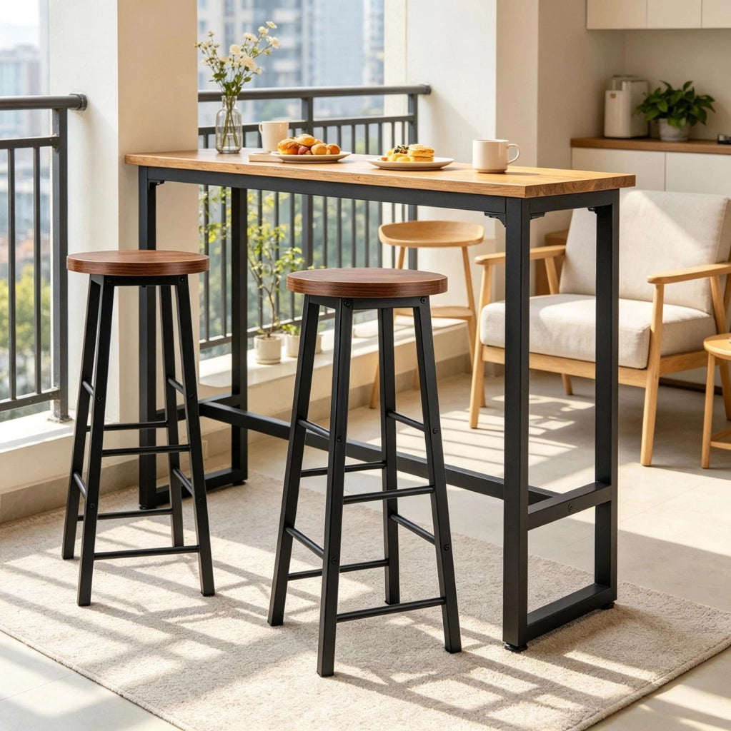 SGABELLO Bar Industriale 71 cm Marrone MDF e Metallo Set da 2 pezzi