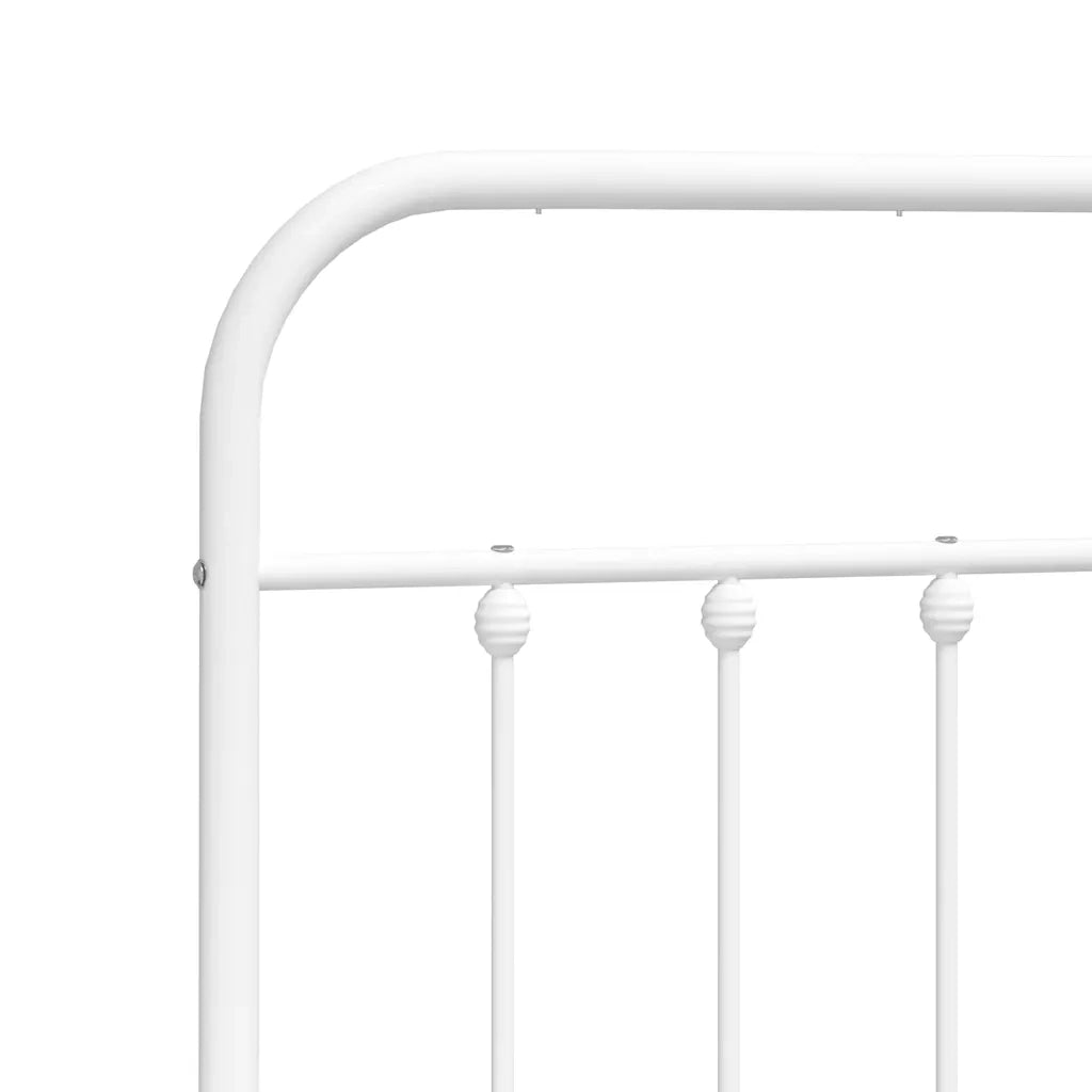 Letto matrimoniale | Letto per adulti | Giroletto con Testiera e Pediera Metallo Bianco 135x190 cm