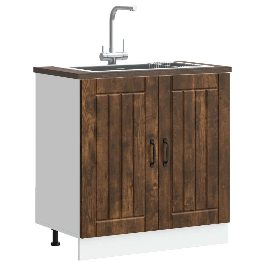 Mobile Base Lavello Lucca Rovere Fumo in Legno Multistrato 853692