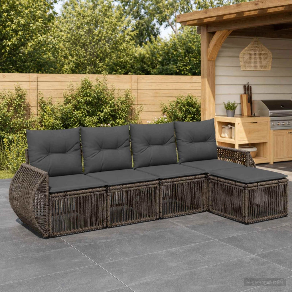 Set Divano da Giardino 5 pz Grigio e Grigio Scuro polyrattan 3435404