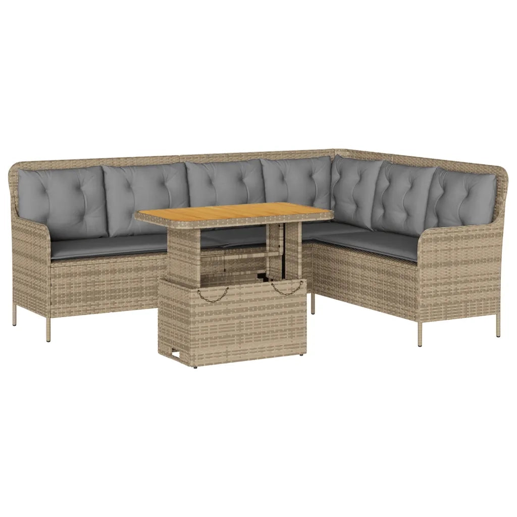 Set Divani da Giardino 2 pz con Cuscini Beige in Polyrattan