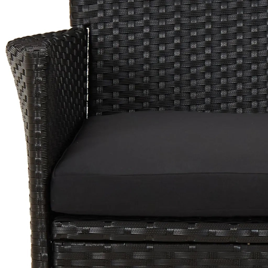 Set da Pranzo da Giardino 5 pz Nero con Cuscini in Polyrattan 3187398