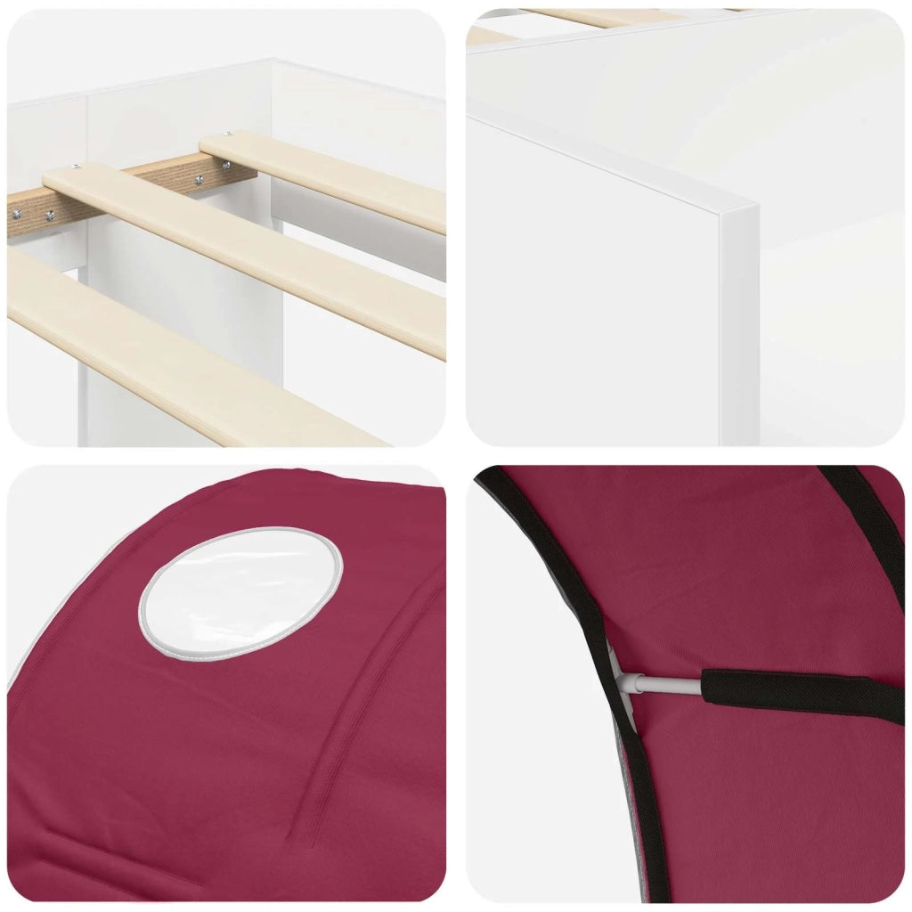 Letto con Tunnel 3 pz Bianco e Rosso Legno ingegnerizzato 3423621
