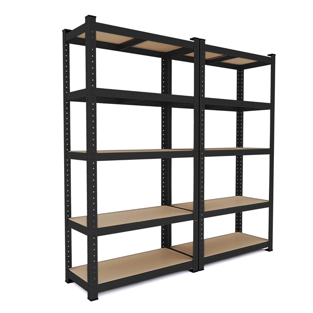 2 Scaffali In Metallo E MDF Ad Alta Portata Fino A 875 Kg Con 5 Ripiani Regolabili Ideale Per Garage Officina Cantina Magazzino Capannone Design Modulare 180 X 90 X 40 Cm Nero