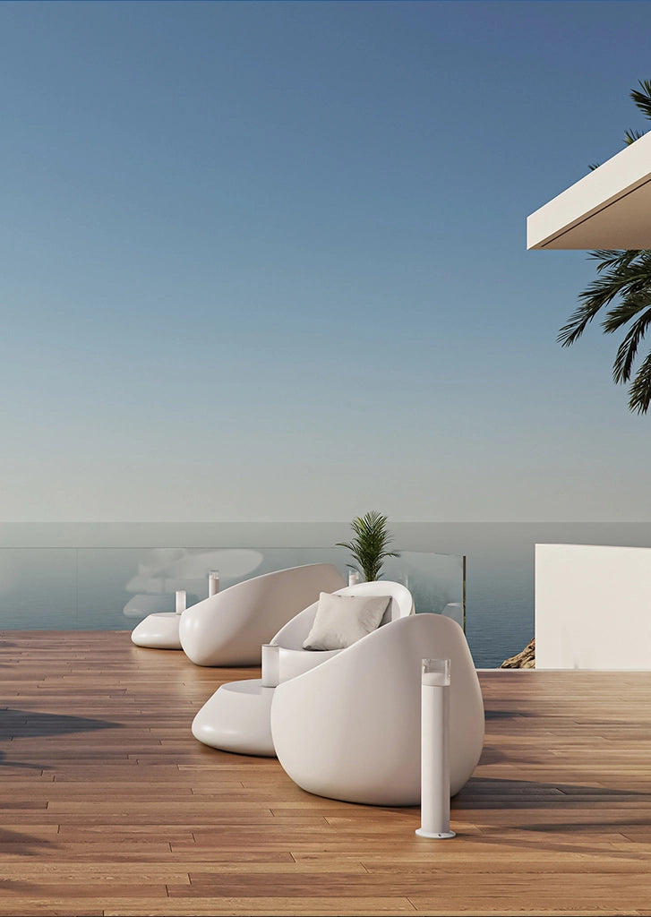 Proiettore LED da Esterno Tura XL 12W 3000K Bianco Opaco - Cilindrico 180 gradi Segnapasso - Beneito & Faure - Illuminazione per Giardini