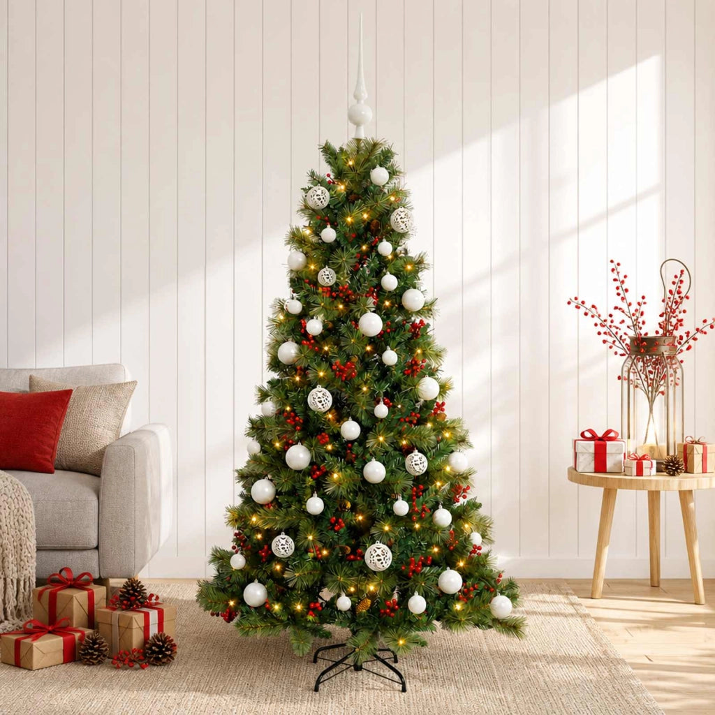Albero di Natale artificiale con palline 120 cm 150 LED 3466079