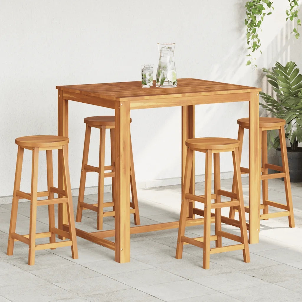 Sgabelli da Bar 4 pz in Legno Massello di Acacia