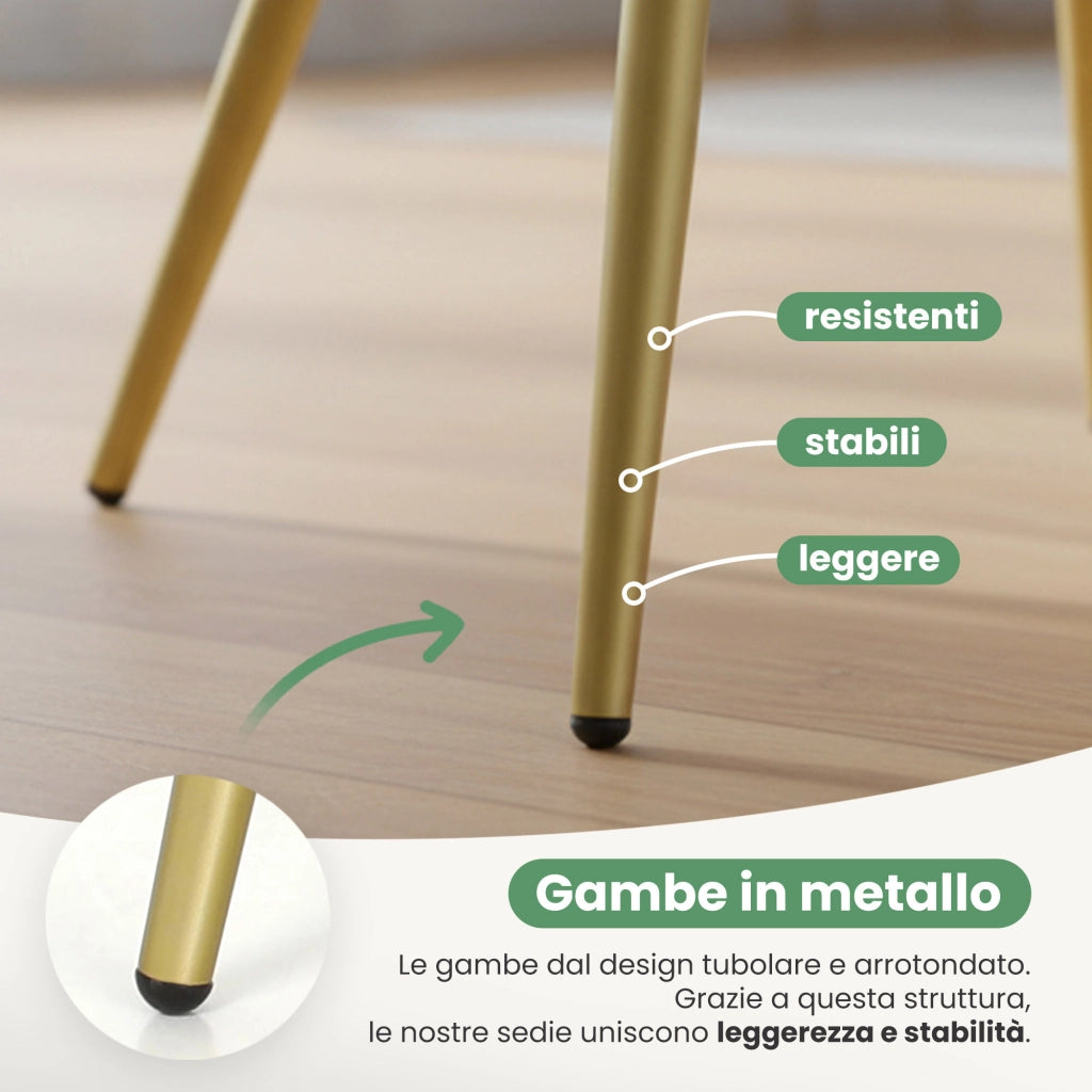Set di 4 Sedie in velluto liscio ESTELLE Verde Bottiglia gambe oro