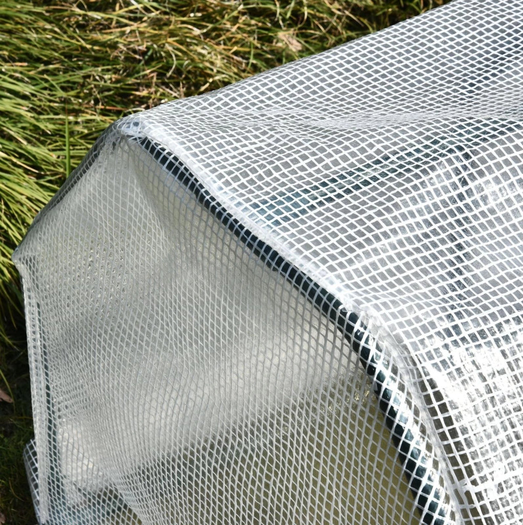 Mini serra ULEVR 99x71x60 cm con struttura in acciaio e copertura in plastica bianca per balcone e terrazza